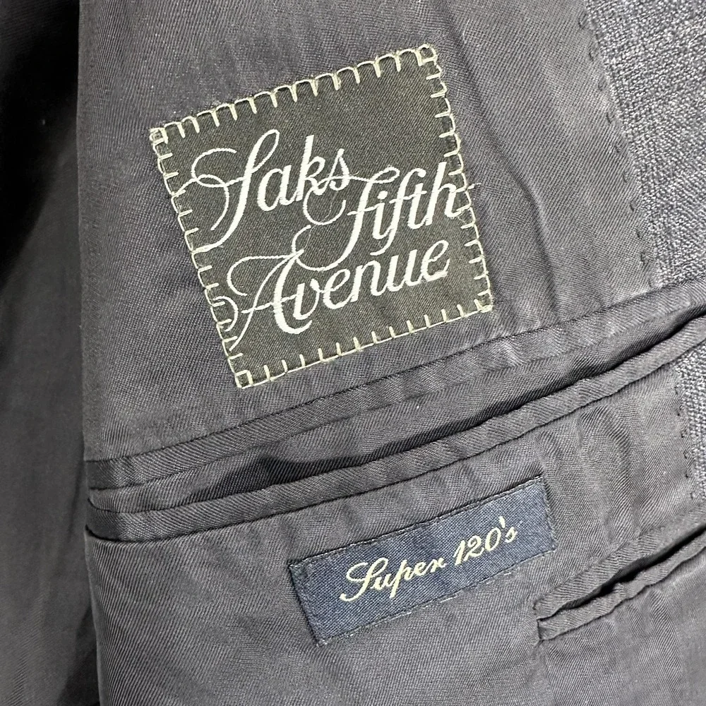 Canali Suit Jacket Mens 48‎ (58 Italy) Gray Check Super 120s Wool Made Italy